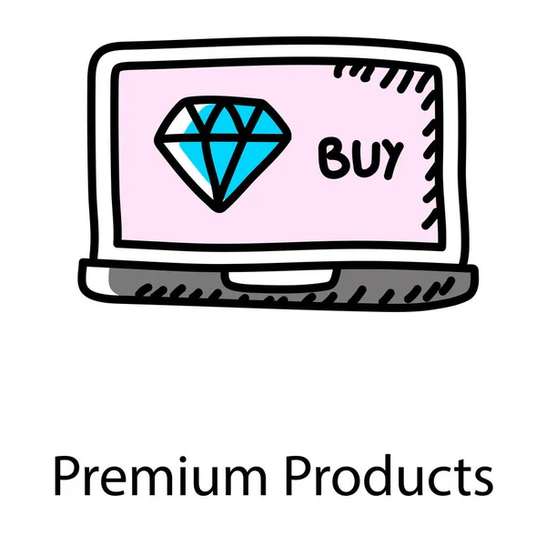 Diamond Laptop Oznaczający Ikonę Koncertu Premium Produktu — Wektor stockowy