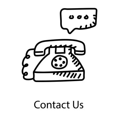 Konuşma baloncuğu tasvir eden telefon bize simge modern şekilde temas kurar  