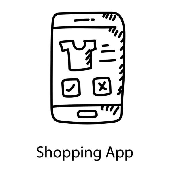 App Ikone Für Mobile Einkäufe Hemd Smartphone — Stockvektor