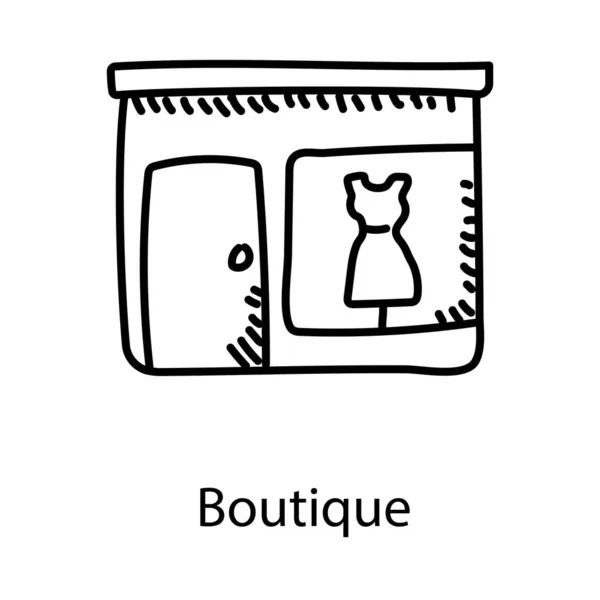 Vestido Design Loja Boutique Estilo Doodle Editável — Vetor de Stock