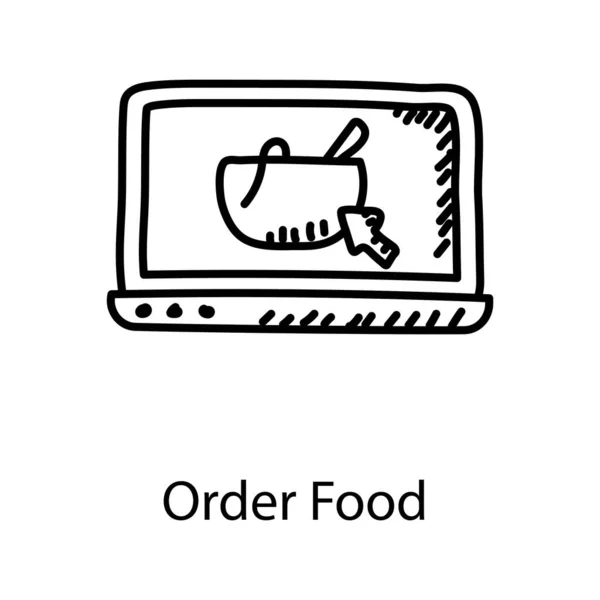 Doodle Design Order Food Icon — Stock Vector