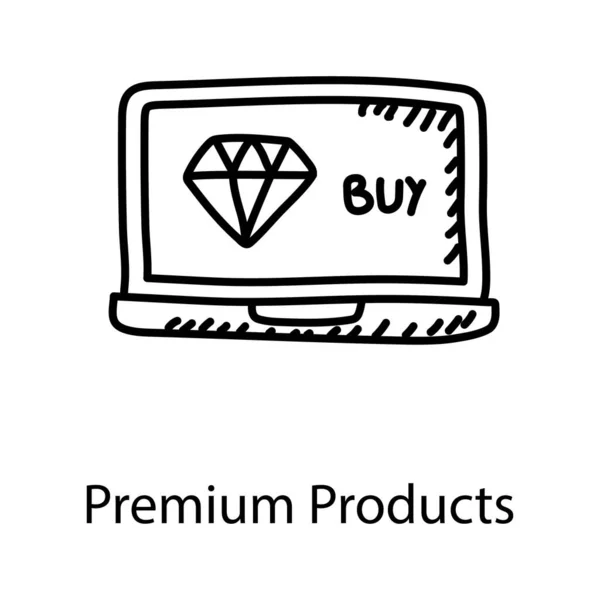 Diamond Laptop Oznaczający Ikonę Koncertu Premium Produktu — Wektor stockowy