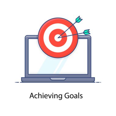 Hedeflere ulaşılıyor vektör, düz stil satış hedefi 