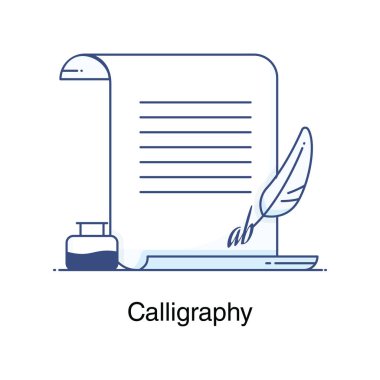 Harf tüy kaleminin düz vektör tasarımı, hat simgesi