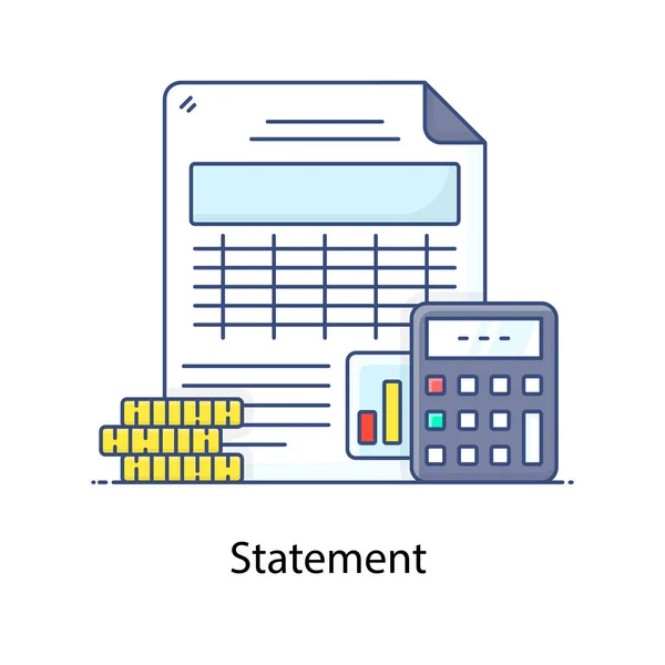 Ícone Plano Declaração Declaração Contábil —  Vetores de Stock