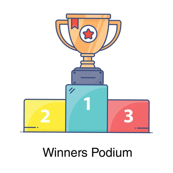 Winnaar Podium Icoon Ontwerp Leaderboard Bewerkbare Platte Stijl — Stockvector