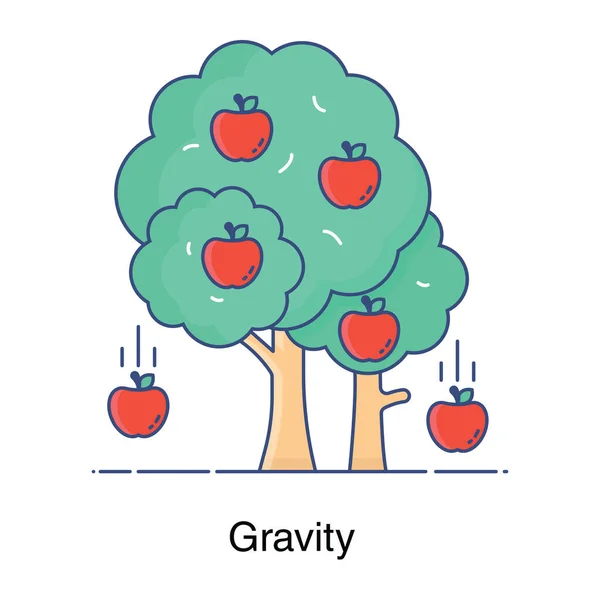 Μήλα Που Πέφτουν Δείχνοντας Την Έννοια Της Βαρύτητας Εικονίδιο — Διανυσματικό Αρχείο