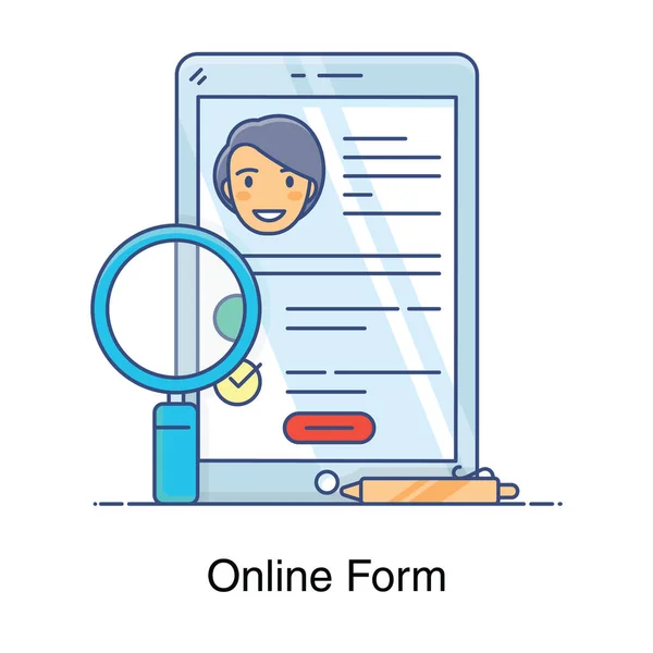 Online Form Icon Flat Design Trendy Style Mobile Registration — Stock Vector