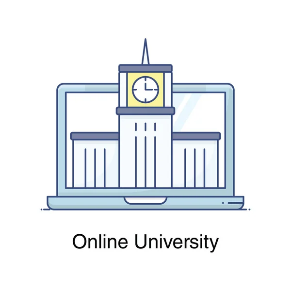 Академічна Будівля Всередині Монітора Онлайн Значок Університету — стоковий вектор
