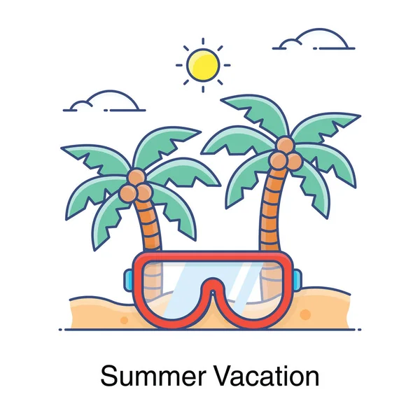 Trópusi Védőszemüveggel Nyári Vakáció Ikonja — Stock Vector