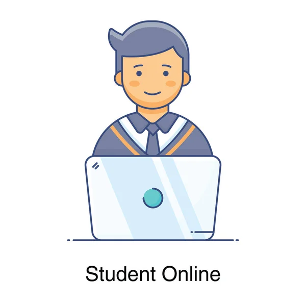 Een Trendy Stijl Van Student Online Icoon Bewerkbare Vector — Stockvector