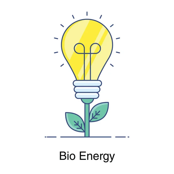 Ikona Bioenergie Plochém Designu Žárovka Listy — Stockový vektor