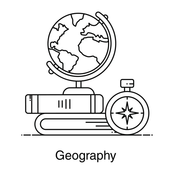 Bøger Med Globus Symboliserer Geografi Ikon – Stock-vektor