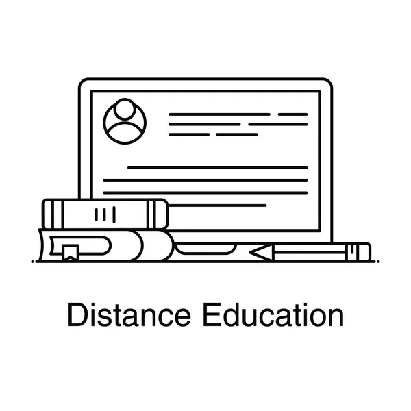 Icono Plano Del Vector Del Concepto Educación Distancia — Archivo Imágenes Vectoriales