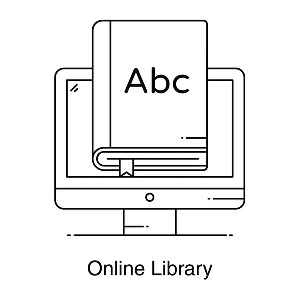 Düz Dizaynlı Çevrimiçi Kütüphanenin Bir Simge Tasarımı — Stok Vektör