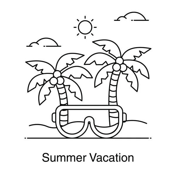 Tropical Tree Goggles Denoting Summer Vacations Icon — Stock Vector
