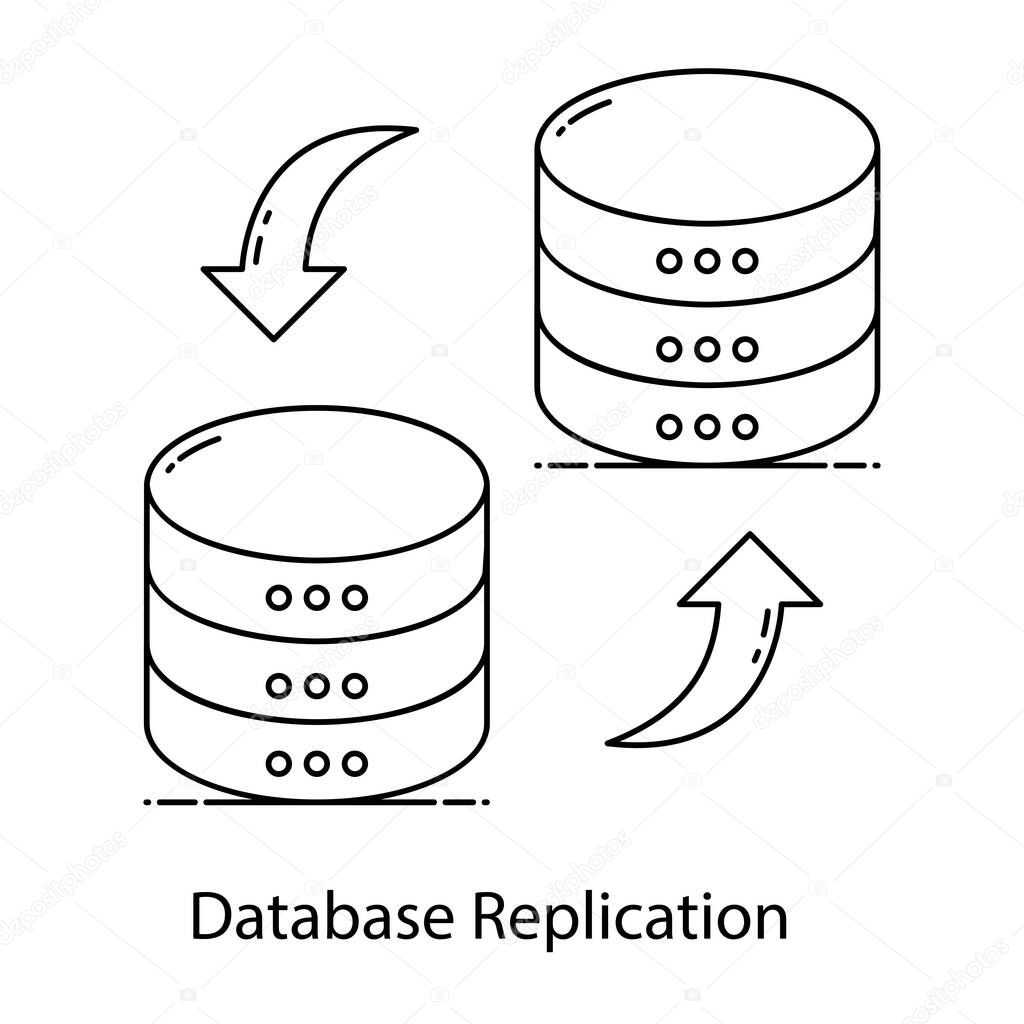 An icon of database replication in modern flat style 