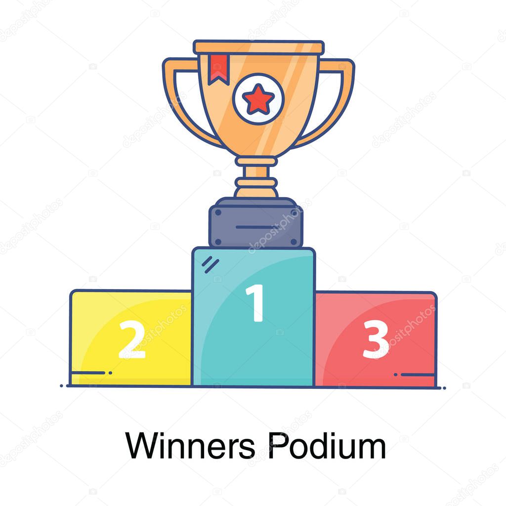 Winner podium icon design, leaderboard in editable flat style 