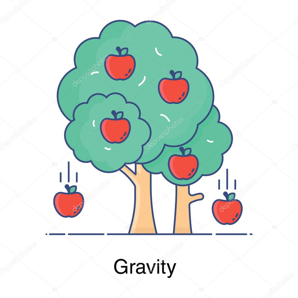 Apples falling down showing concept of gravity icon