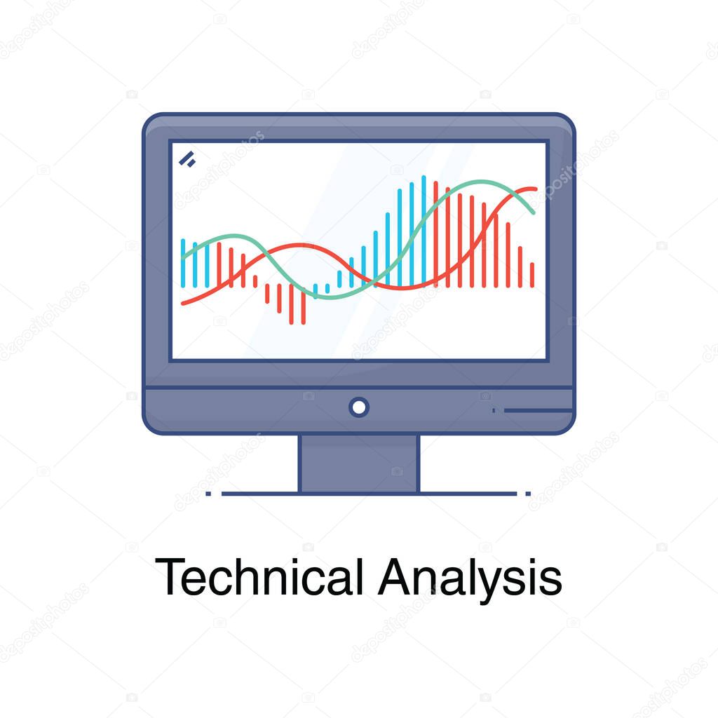 Technical analysis icon in flat design, online data vector 