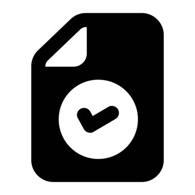 Katlanmış kağıt üzerinde onaylanmış belge konsepti simgesini gösteren tik işareti