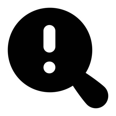 Büyüteç içinde uyarı işareti, arama hatası simgesi