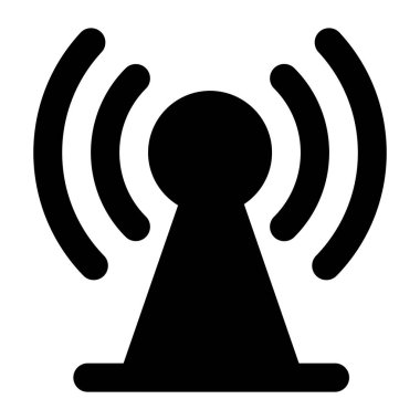 MobileA geniş bant ağ anteni, sinyal kulesi simgesinin değiştirilebilir katı vektör tasarımı