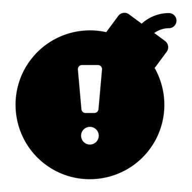 Ünlem işaretli siber bomba, bomba tehdit ikonunun kabartma tasarımı