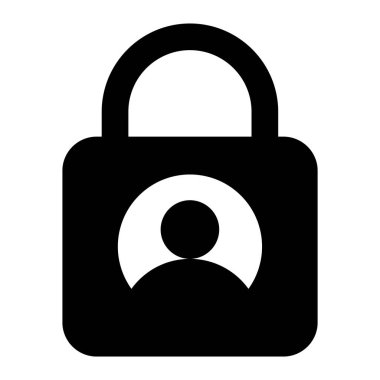 Asma kilit içindeki kişi, kullanıcı güvenlik simgesinin vektör tasarımını doldurdu