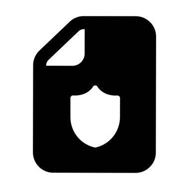 Güvenli arşiv simgesinin tam vektör tasarımı, katlanmış kağıt üzerindeki kalkan 