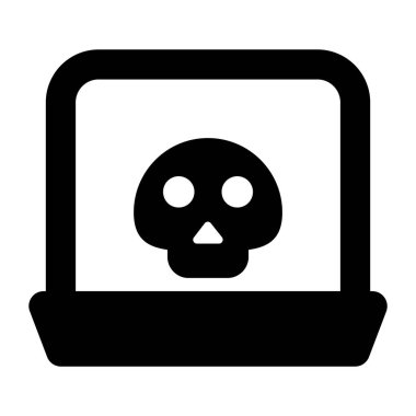 Sistemin içindeki kafatası, dizüstü bilgisayar hackleme simgesi şekli