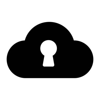 Bulutun içindeki anahtar deliği, bulut güvenlik simgesinin katı vektör tasarımı