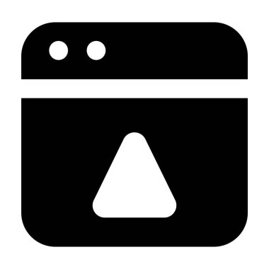 Katı vektör biçiminde web hata simgesini gösteren sayfa üzerindeki ünlem işareti