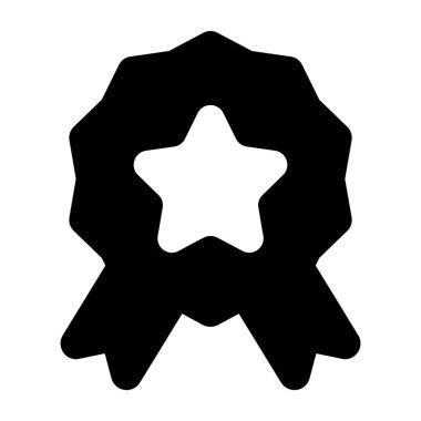 Yıldız rozeti simgesi kabartma stili, kurdele rozeti