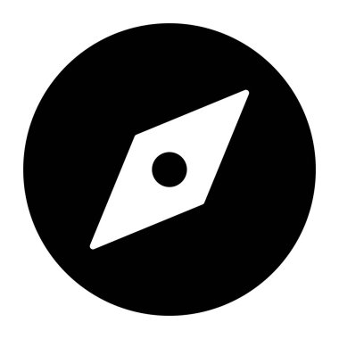 Modern doldurulmuş biçimdeki pusula simgesi, yönsel araç