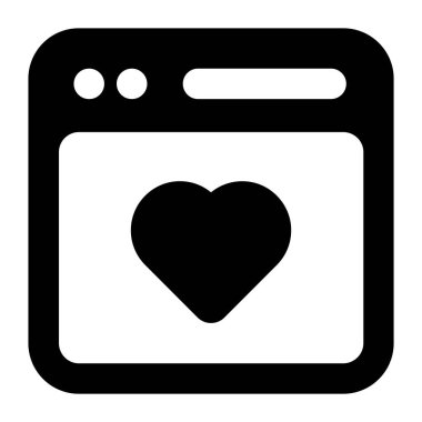 Favori web sitesi simgesi tasarımı, web sayfası içindeki kalp 