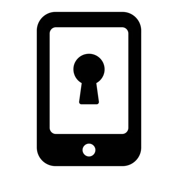Keyhole Smartphone Glyph Icon Mobile Key — Stock Vector