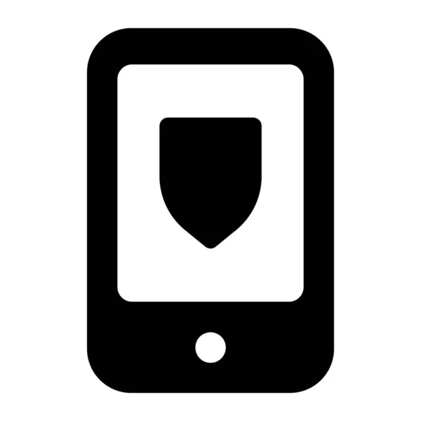 Shield Smartphone Glyph Icon Mobile Security — Stock Vector