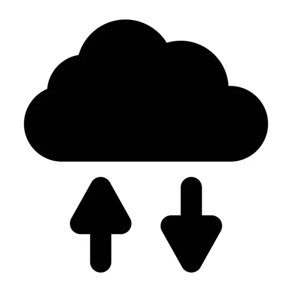 Nube Con Flecha Dirección Opuesta Que Denota Icono Transferencia Datos — Vector de stock