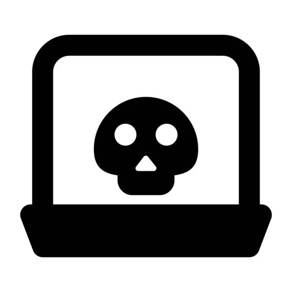 Totenkopf System Glyphen Stil Der Laptop Hacker Ikone — Stockvektor