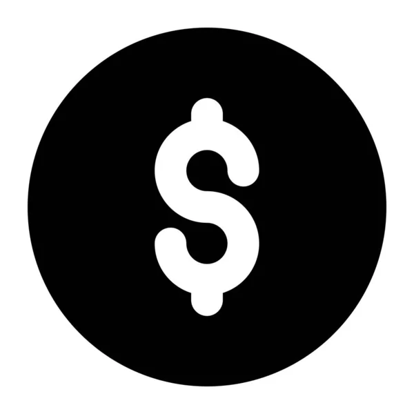 Ikona Dolarové Mince Velkém Stylu Mince Pevném Vektoru — Stockový vektor