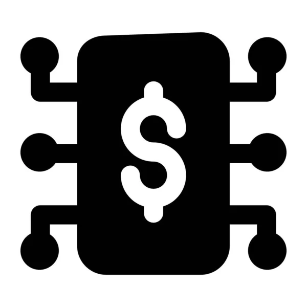 ソリッドデザインのマネーネットワークアイコン 金融接続 — ストックベクタ