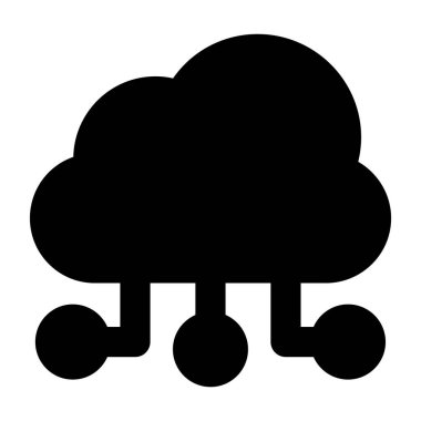 Ağ düğümlü bulut, modern doldurulmuş simge biçimi 