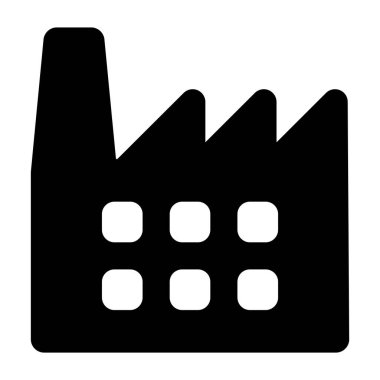 Fabrikanın katı vektörü, enerji santralinin modaya uygun simgesi 