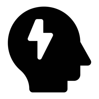 Mobilea Zihinsel enerjinin katı stil ve beyin gücünde bir simge tasarımı 