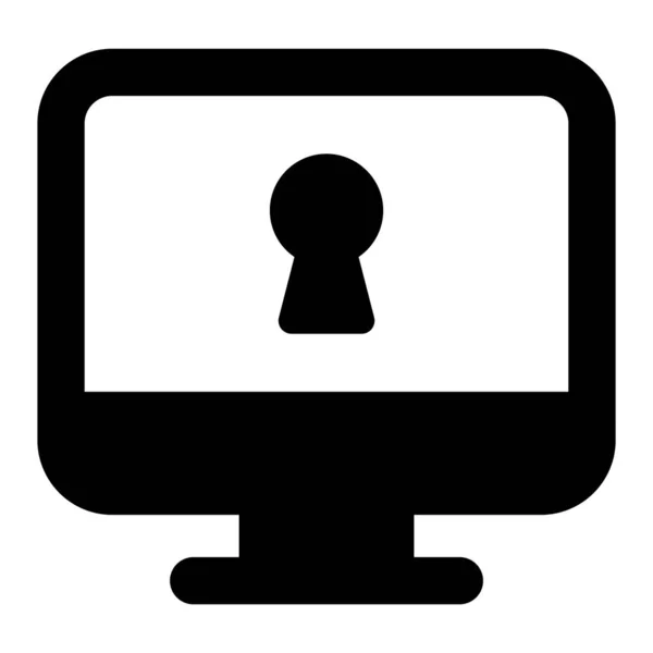 Keyhole Computer Glyph Icon Computer Lock — Stock Vector