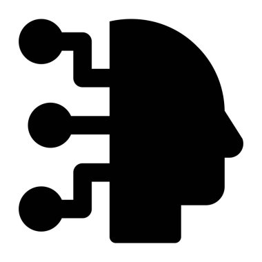 Makine öğrenme süreci kavramı, sibernetik vektör tasarımının katı simgesi 