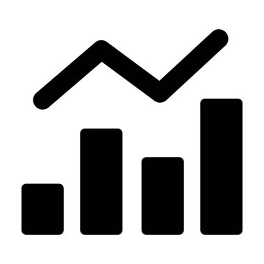 Dolu dizayndaki büyüme grafiği simgesi, yukarı doğru oklu bar tablosu 