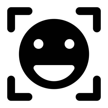 Katı dizayn edilmiş yüz tanıma simgesi, yüz tarama vektörü 