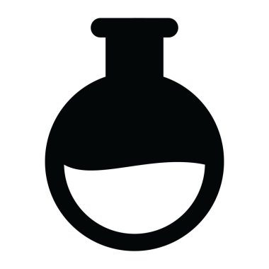 Deney için bir laboratuvar aleti, katı vektör içinde matara simgesi 